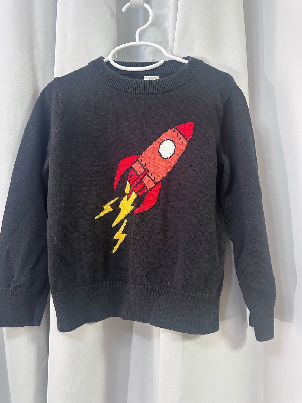 GAP Black Sweater with Red and Yellow Rocket Knit